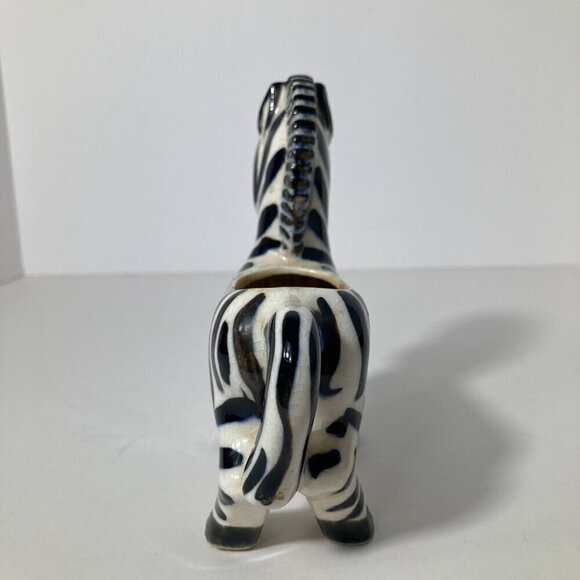Vintage‎ MCM Porcelain Zebra Planter Made in Japan Black & White 5 x 6" Flaw - Picture 5 of 9